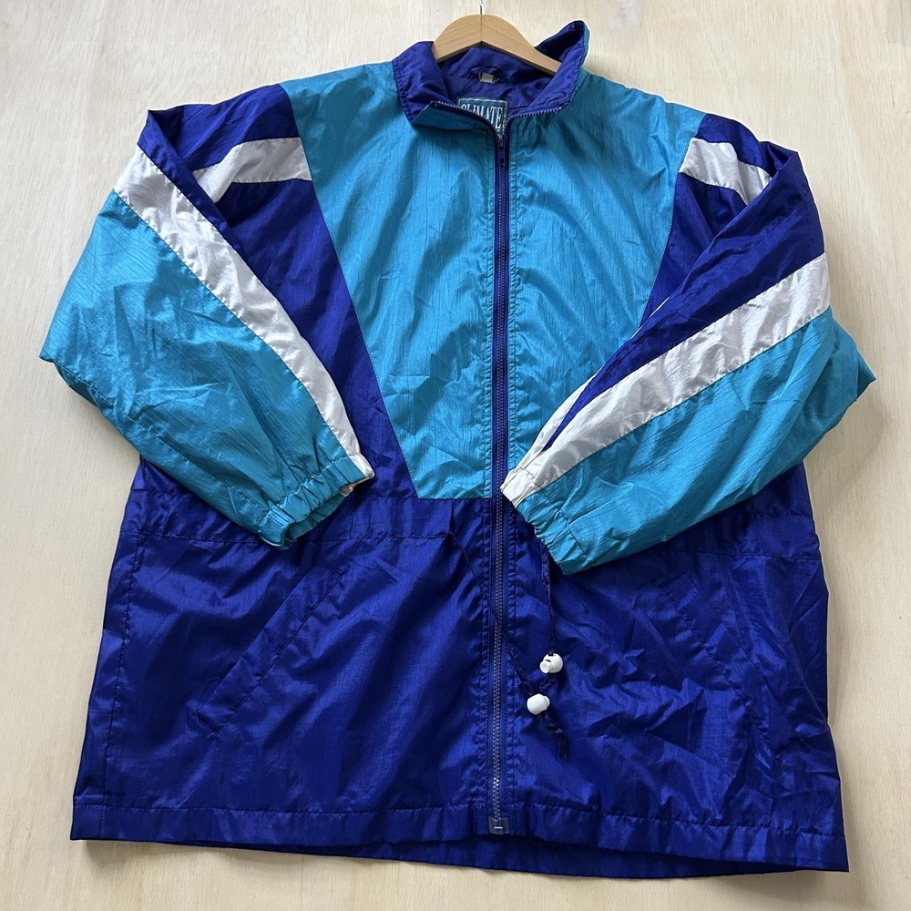 Vintage 90s Climate Zone Jacket Mens XL Colorblock Nylon Windbreaker Full Zip